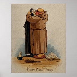 修道士キスをする修道女、愛すべてを征服する、ヴィンテージ ポスター