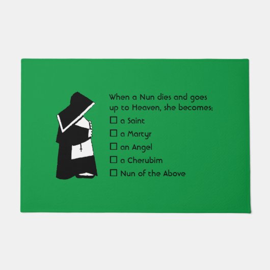 修道女おもしろい – クリーンユーモア、修道女天国ジョーク ドアマット (正面)