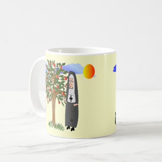 修道女がリンゴのカードとギフトを盗む コーヒーマグカップ (正面左)