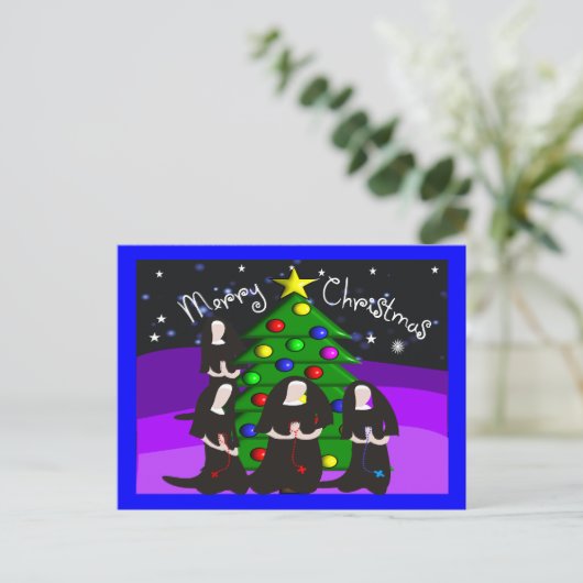 修道女のクリスマスカードとギフト シーズンポストカード (スタンド正面)