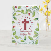修道女の十字架への信仰生活45周年 カード (黄色い花)