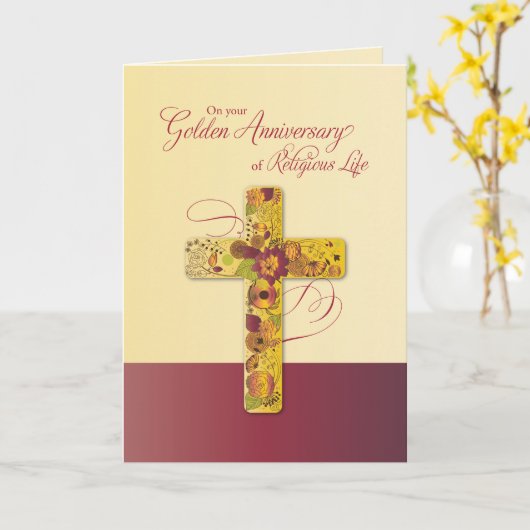 修道女の十字架信仰の命日 カード (黄色い花)