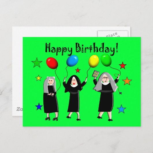 修道女の誕生日カードとギフト ポストカード (正面/裏面)