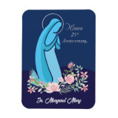 修道女ピンクの花が咲き誇る25周年記念 マグネット (縦)