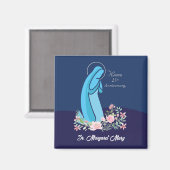 修道女ピンクの花が咲き誇る25周年記念 マグネット (正面/裏面)