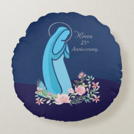 修道女ピンクの花が咲き誇る25周年記念 ラウンドクッション