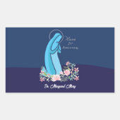 修道女ピンクの花が咲き誇る25周年記念 長方形シール (正面)