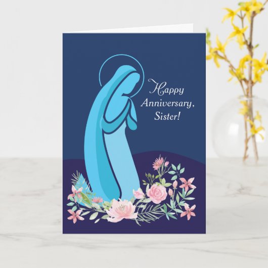 修道女メアリー・ニーリングへの宗教的生活の記念日 カード (黄色い花)