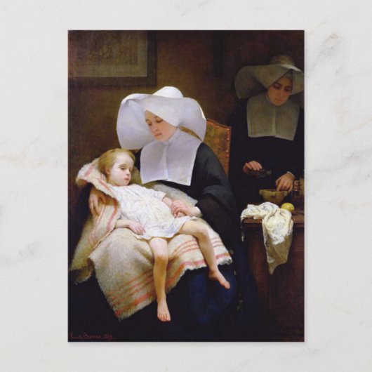 修道女気には病気の子を求めている ポストカード (正面)