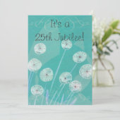 修道女25周年記念招待状 ティール フローラル デザイン 招待状 (スタンド正面)