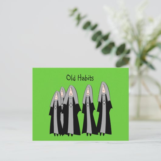 修道女"古い習慣"修道女の笑わされる贈り物 ポストカード (スタンド正面)