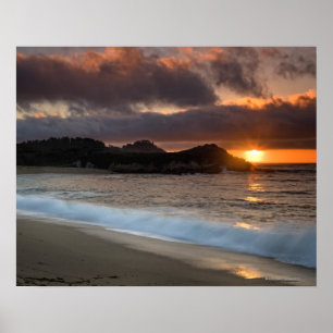 修道院のビーチ、Carmel、カリフォルニアの日没、 ポスター