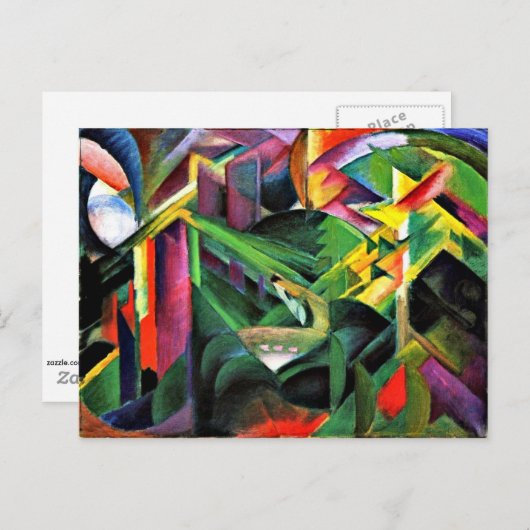 修道院の庭の鹿、アート素晴らしの絵を描数 ポストカード (正面/裏面)