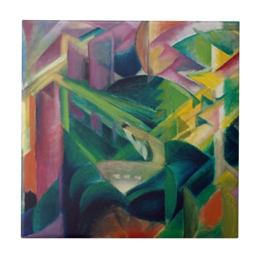 修道院の庭の鹿byフランツ・マルク タイル (正面)