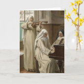 修道院の音楽 カトリック修道女 バイオリン ピアノ カード (黄色い花)