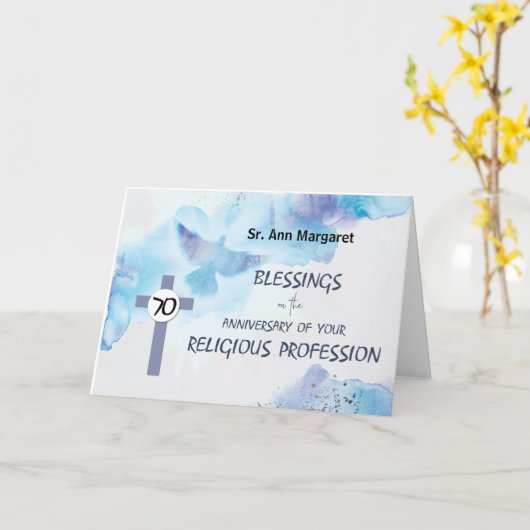 修道院七十周年記念 カード (黄色い花)