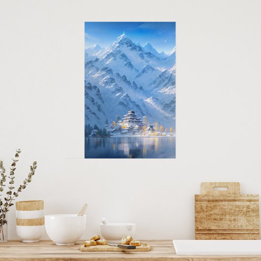 修道院凍ってい、冬の風景 ポスター (キッチン)