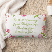 修道院宗教五周年記念水彩花 ランバークッション (ブランケット)