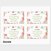 修道院宗教五周年記念水彩花 長方形シール (シート)