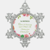 修道院宗教創立30周年記念水彩花 スノーフレークピューターオーナメント (正面)