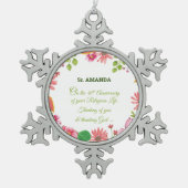 修道院宗教的40周年記念水彩花 スノーフレークピューターオーナメント (正面)