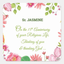 修道院15周年記念水彩花 スクエアシール