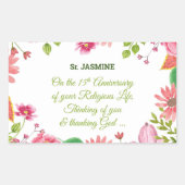 修道院15周年記念水彩花 長方形シール (正面)