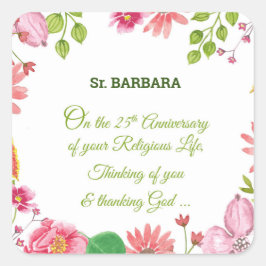 修道院25周年記念水彩花 スクエアシール