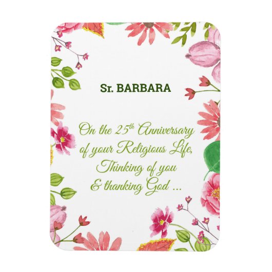 修道院25周年記念水彩花 マグネット (縦)