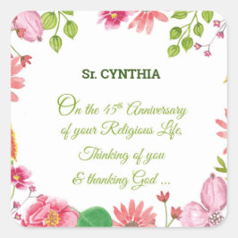 修道院45周年記念水彩花 スクエアシール