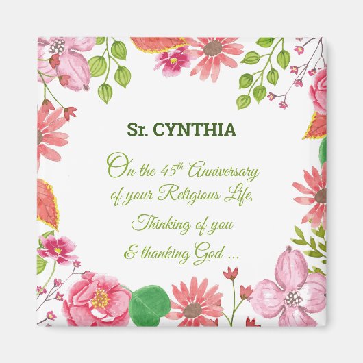 修道院45周年記念水彩花 マグネット (正面)
