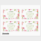 修道院45周年記念水彩花 長方形シール (シート)