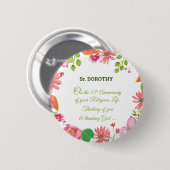 修道院55周年記念水彩花 缶バッジ (正面&裏面)