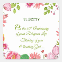 修道院60周年記念水彩花 スクエアシール