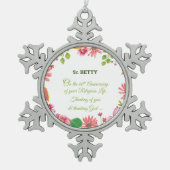 修道院60周年記念水彩花 スノーフレークピューターオーナメント (正面)