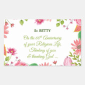 修道院60周年記念水彩花 長方形シール (正面)