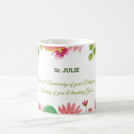 修道院65周年記念水彩花 コーヒーマグカップ