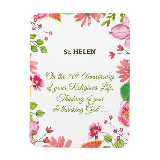 修道院70周年記念水彩花 マグネット (縦)