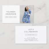 俳優が写真の白モダンファッションスタイリストをモデル 名刺 (正面/裏面)