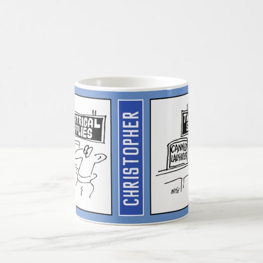 俳優と劇場用品の漫画。 コーヒーマグカップ (中央)