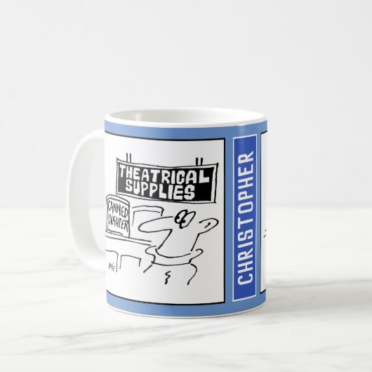 俳優と演劇用品のカートゥーン コーヒーマグカップ (正面左)