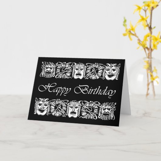 俳優のハッピーバースデー，劇場のパフォーマンスマスク カード (黄色い花)