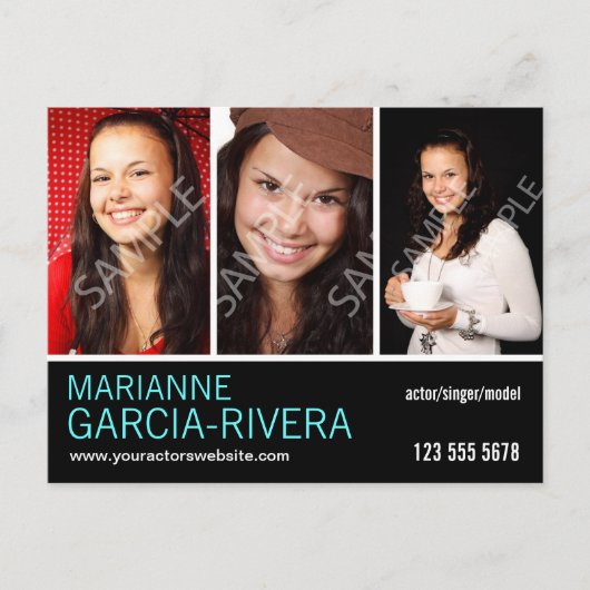 俳優の三頭立て ポストカード (正面)