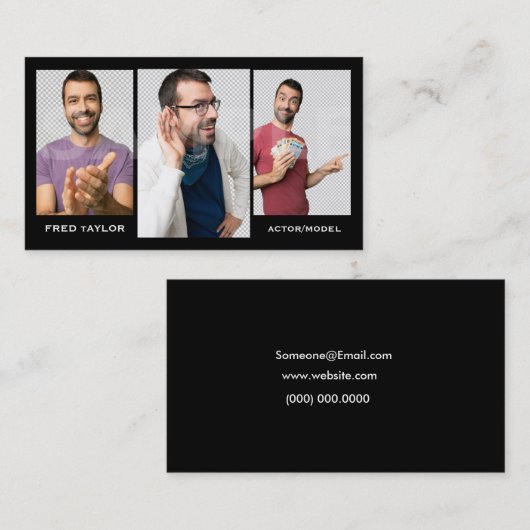 俳優のHeadshotモデル3写真 名刺 (正面/裏面)