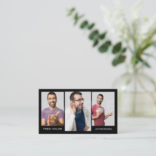 俳優のHeadshotモデル3写真 名刺 (スタンド正面)