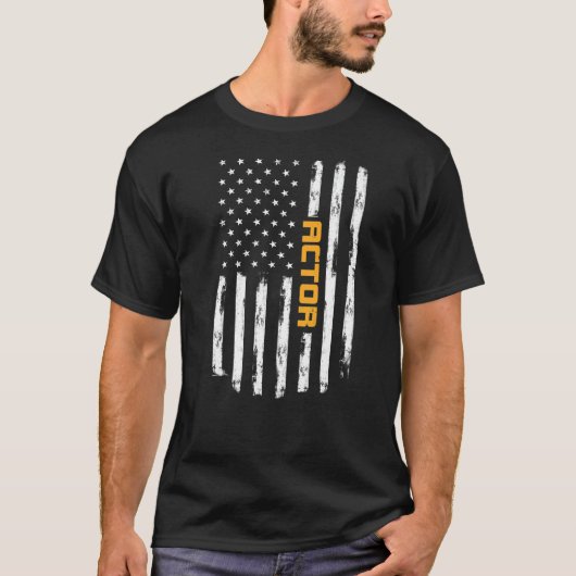俳優カー誇りを持ったラー前向きヴィンテージ米国国旗 Tシャツ (正面)