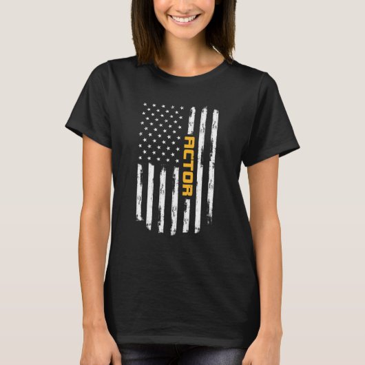俳優カー誇りを持ったラー前向きヴィンテージ米国国旗 Tシャツ (正面)