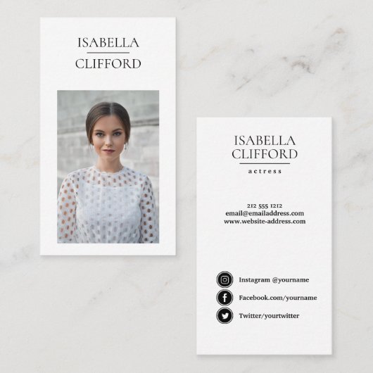 俳優ダンサーモデル縦型写真ソーシャルメディア 名刺 (正面/裏面)