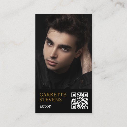 俳優ミニマルモダンのサインのヘッドショット 名刺 (正面)