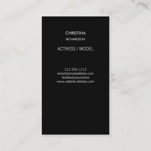 俳優モデルのダンサーの写真のトレンディーコンテンポラリーはっきりした 名刺 (裏面)